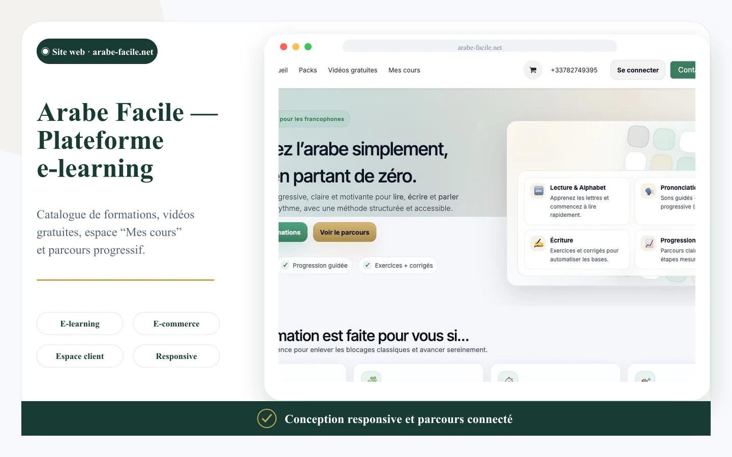 E-learning platform — Arabe Facile